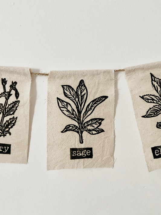 herb series fabric string flags