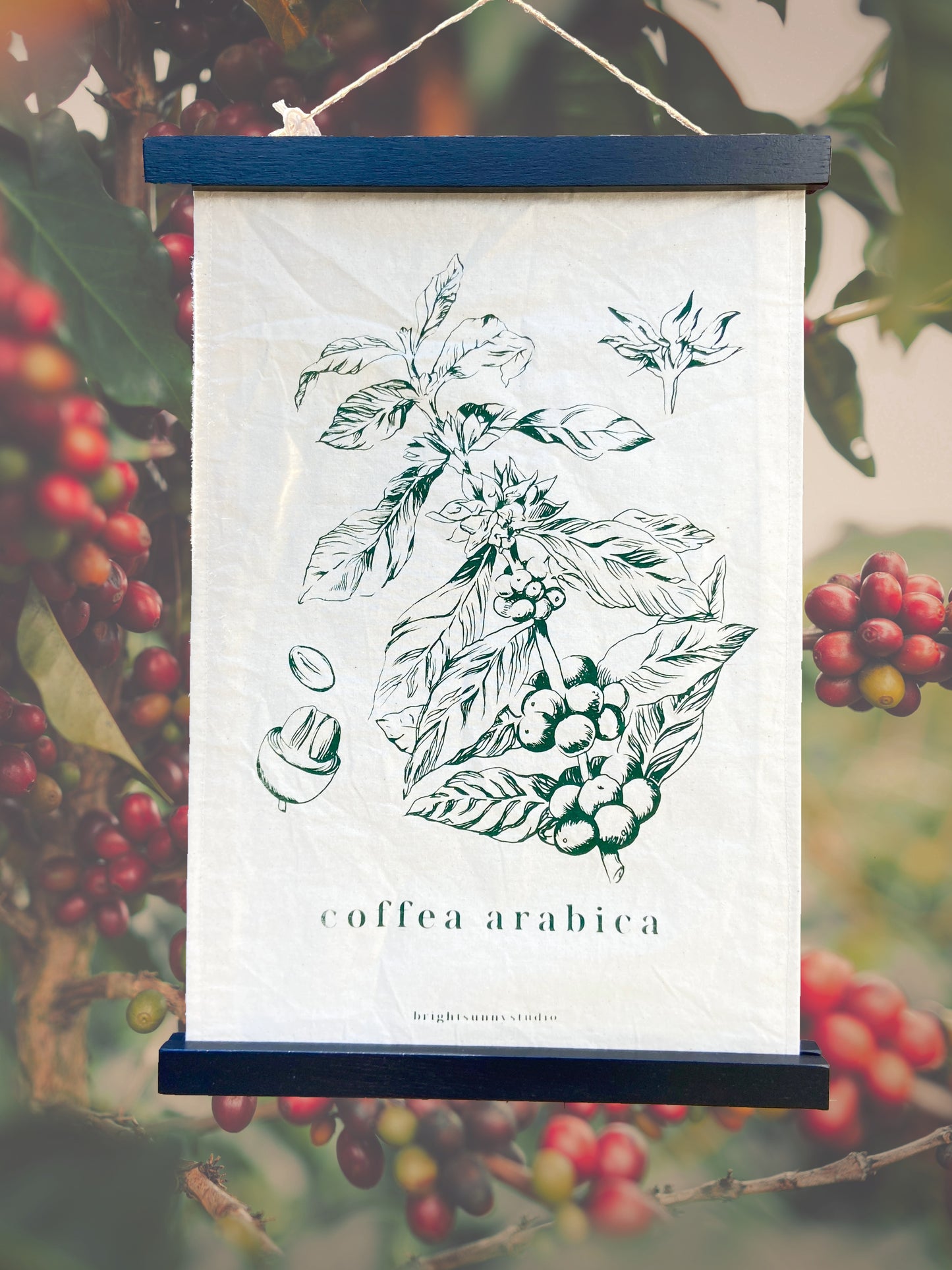 coffea arabica fabric wall hanging