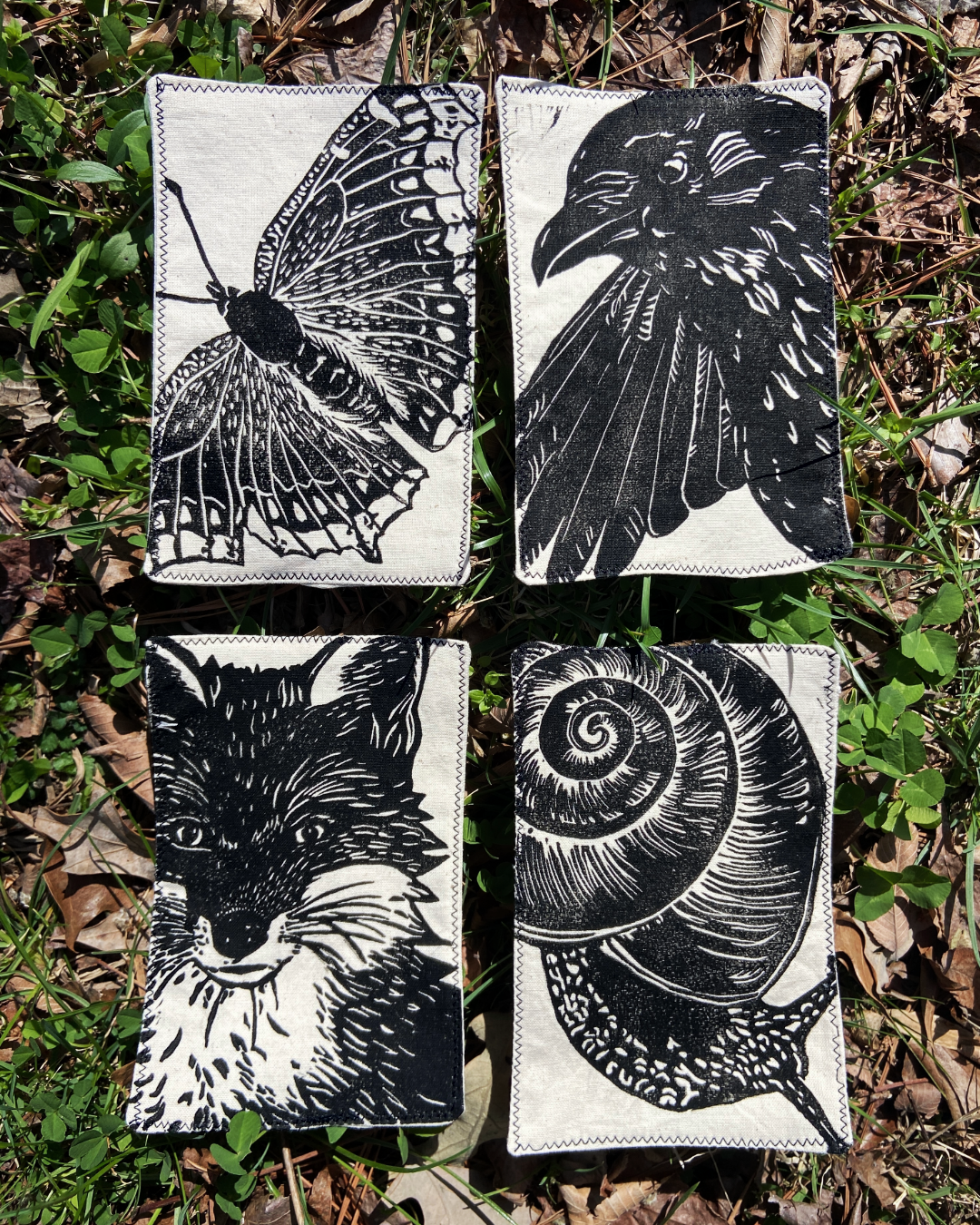 wildlife block print patches