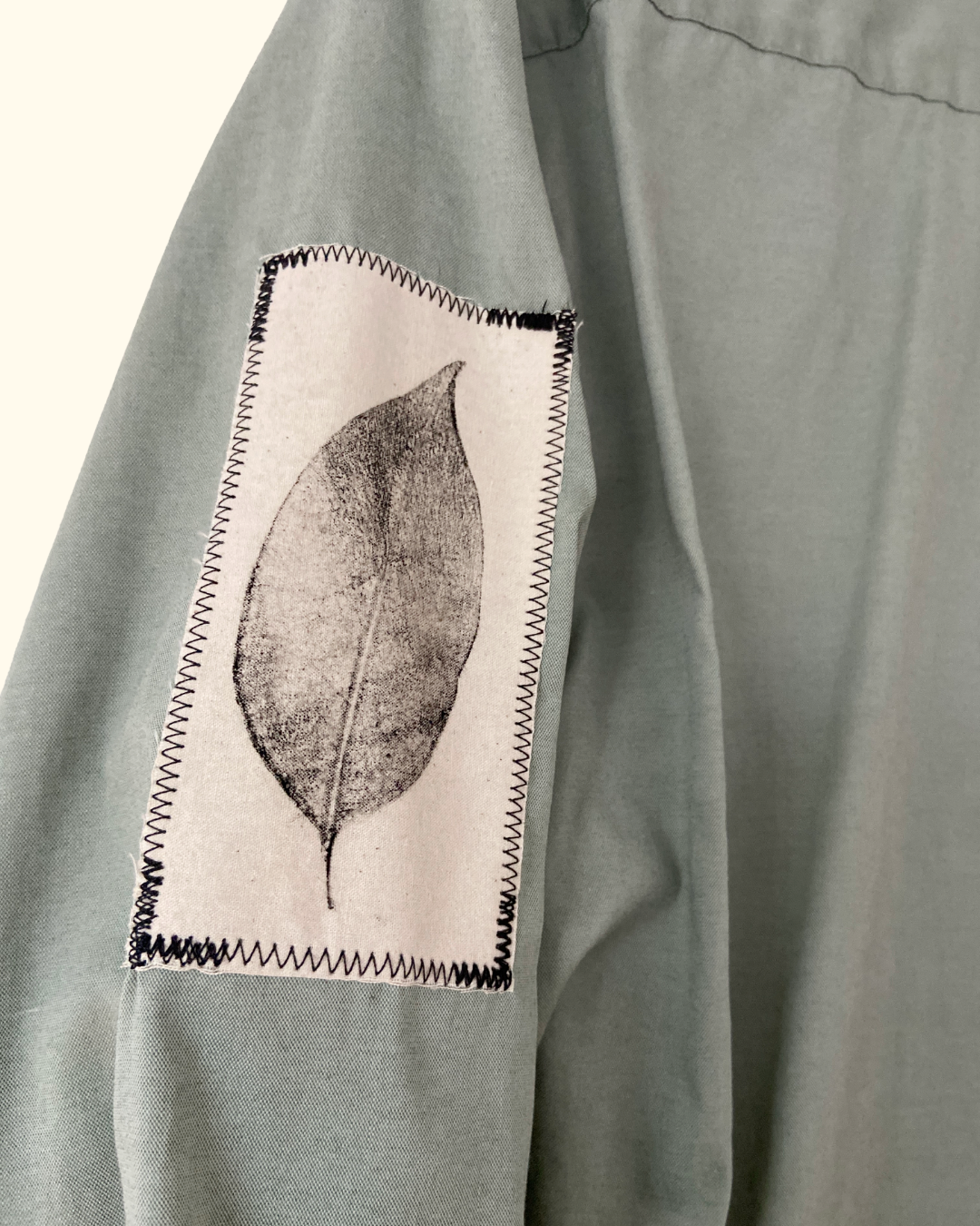 green leaf print button shirt