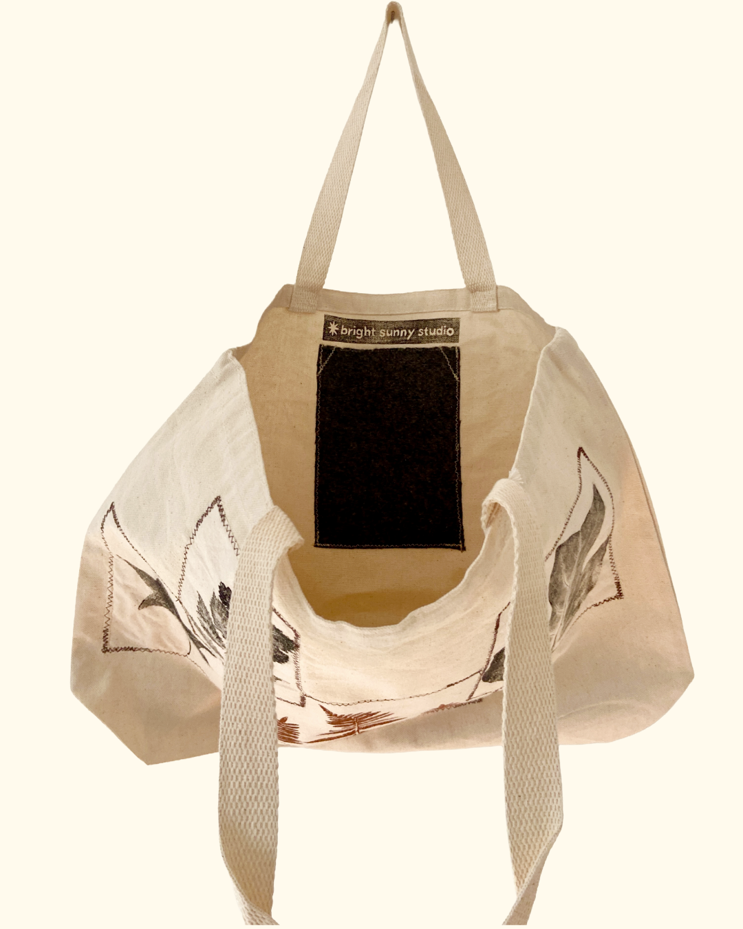 plant collage tote bag