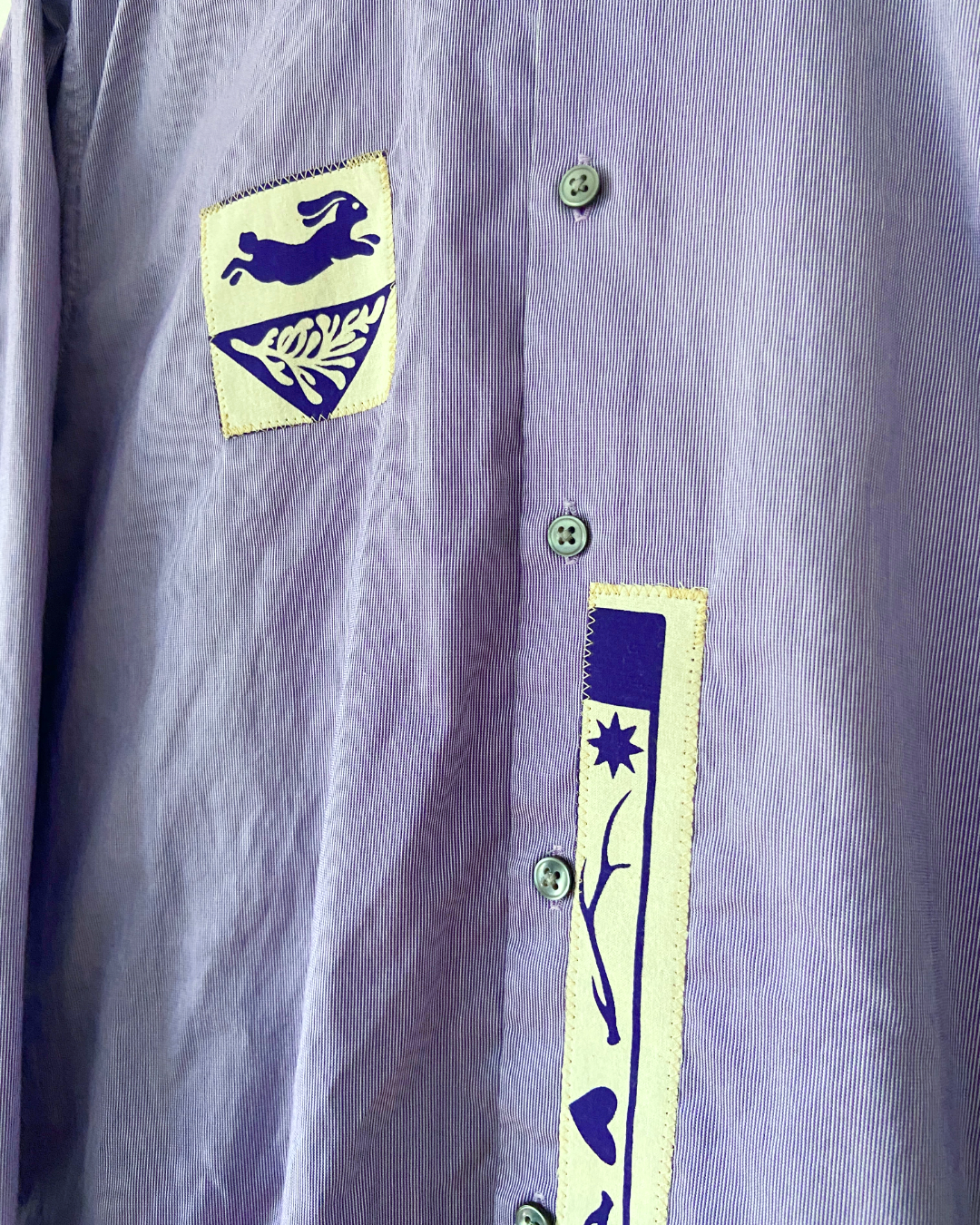 purple winter quiltwork button shirt