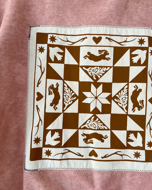 red winter quiltwork sweatshirt