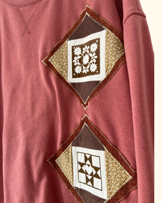 terracotta quilted patch sweatshirt