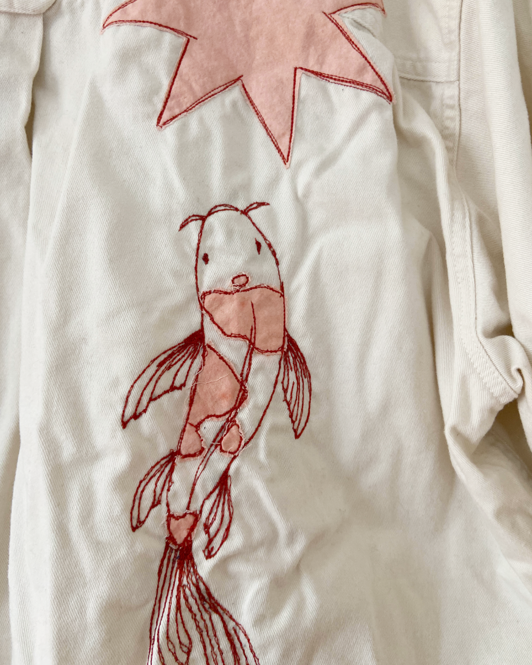 white koi fish button shirt