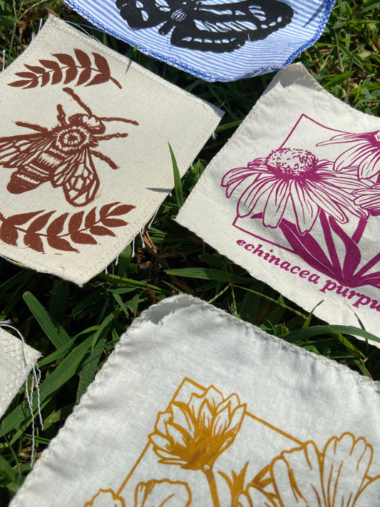 surprise hand-printed fabric patch