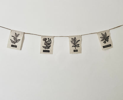 herb series fabric string flags