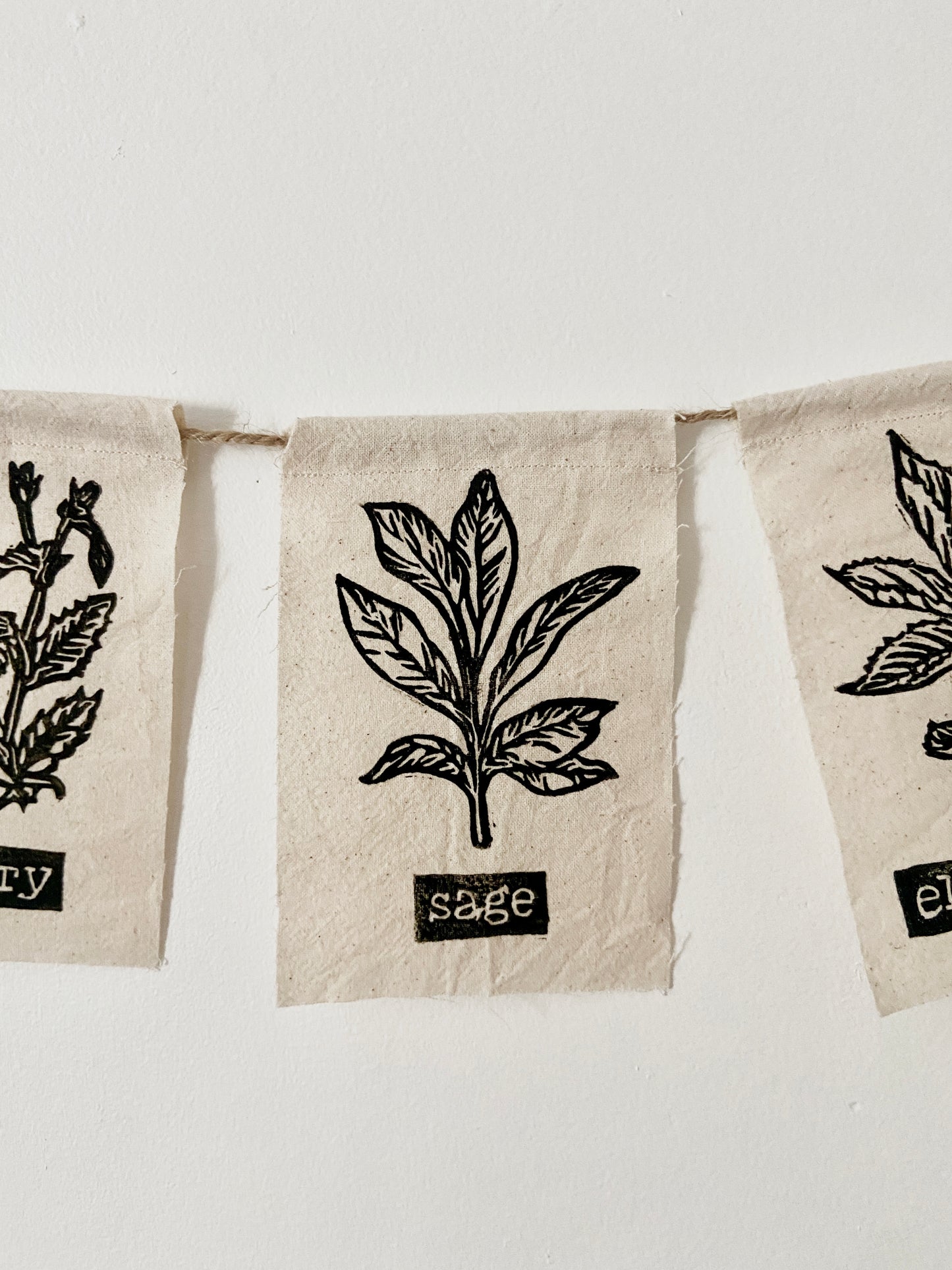 herb series fabric string flags
