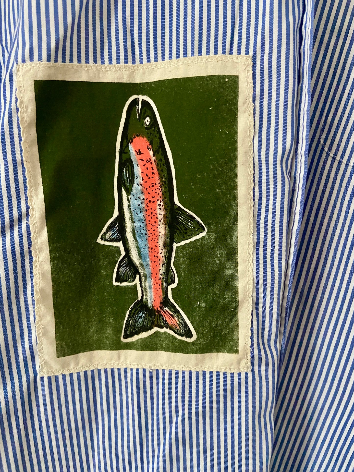 rainbow trout blue striped button down
