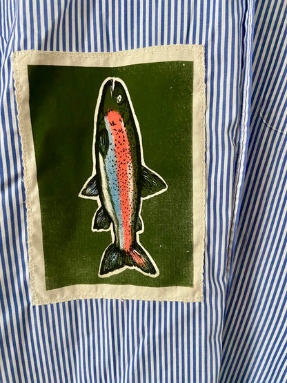 rainbow trout blue striped button down