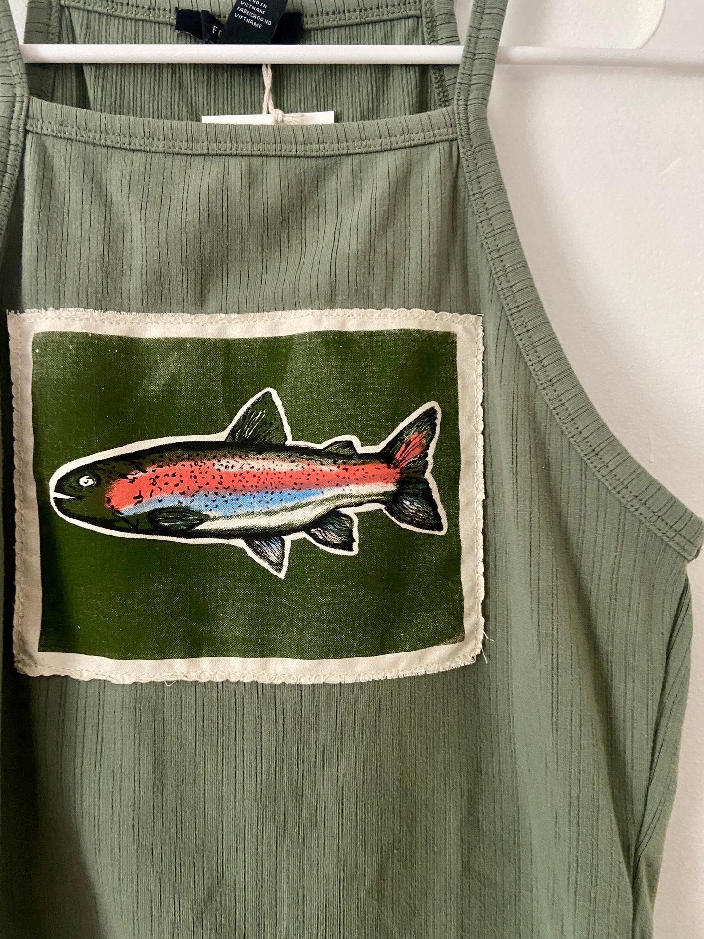 rainbow trout green tank top