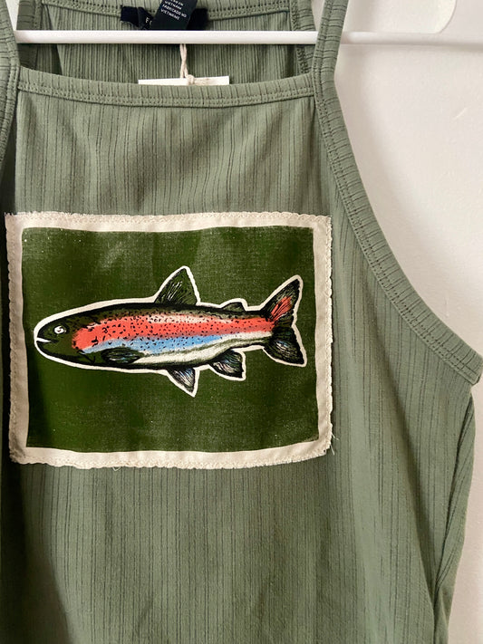 rainbow trout green tank top