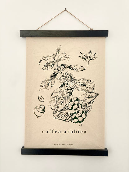 coffea arabica fabric wall hanging