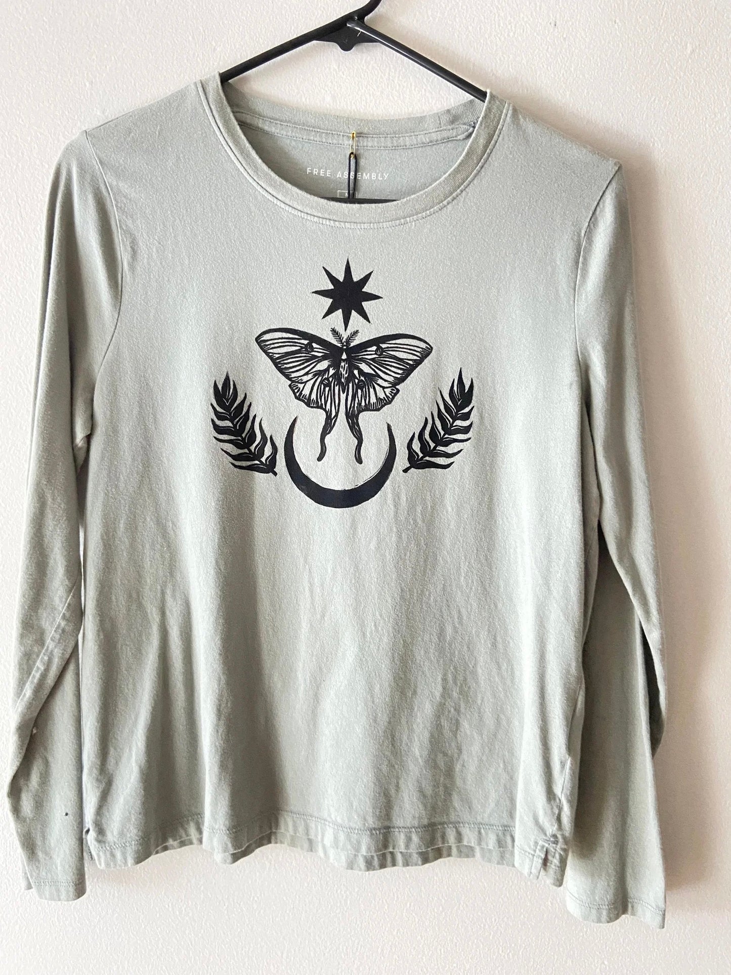 luna moth: muted sage long-sleeve shirt