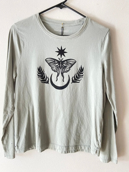luna moth: muted sage long-sleeve shirt