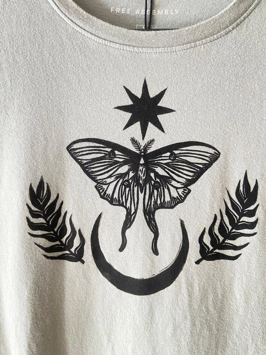 luna moth: muted sage long-sleeve shirt