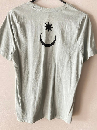 luna moth: sage v-neck shirt