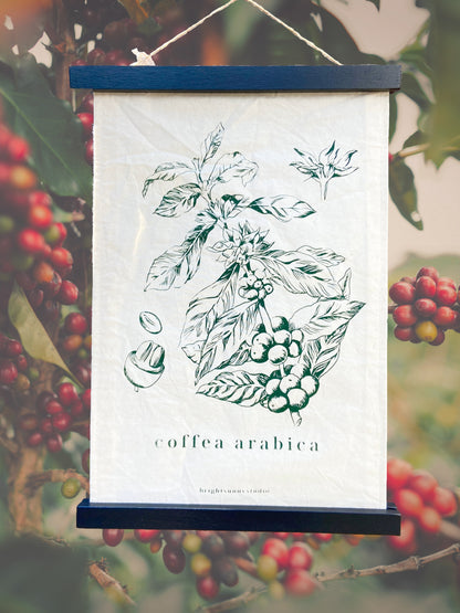coffea arabica fabric wall hanging