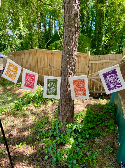 flower seed packet flag garland