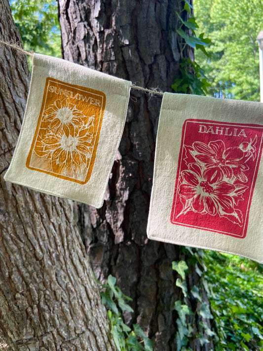 flower seed packet flag garland