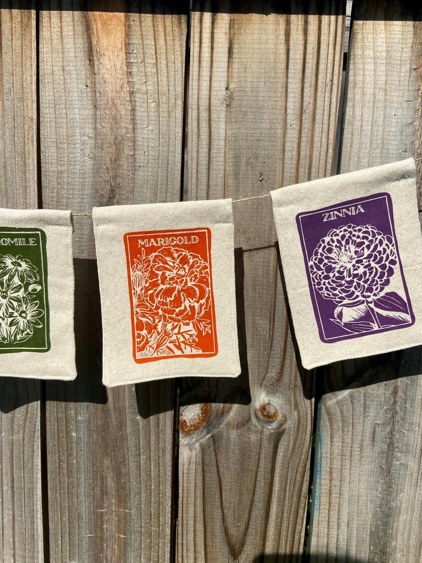 flower seed packet flag garland