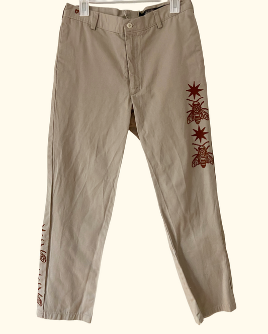 brown bee beige trousers