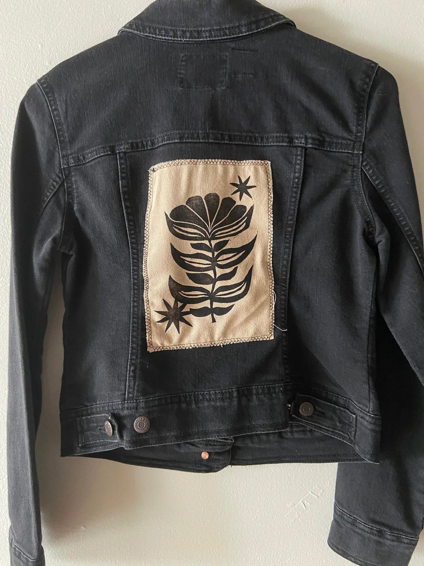 black denim patch jacket