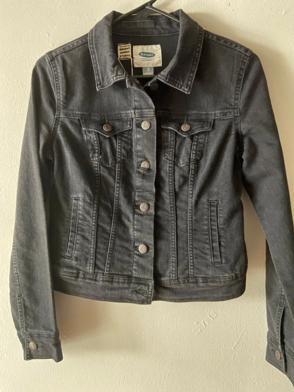 black denim patch jacket