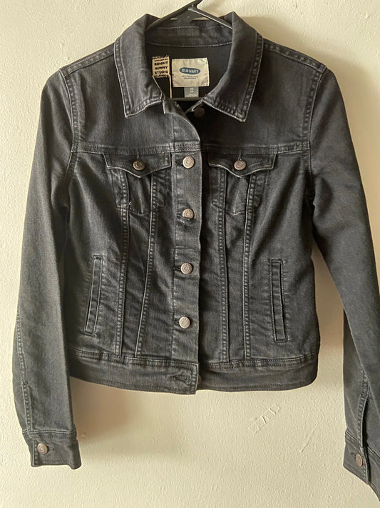 black denim patch jacket