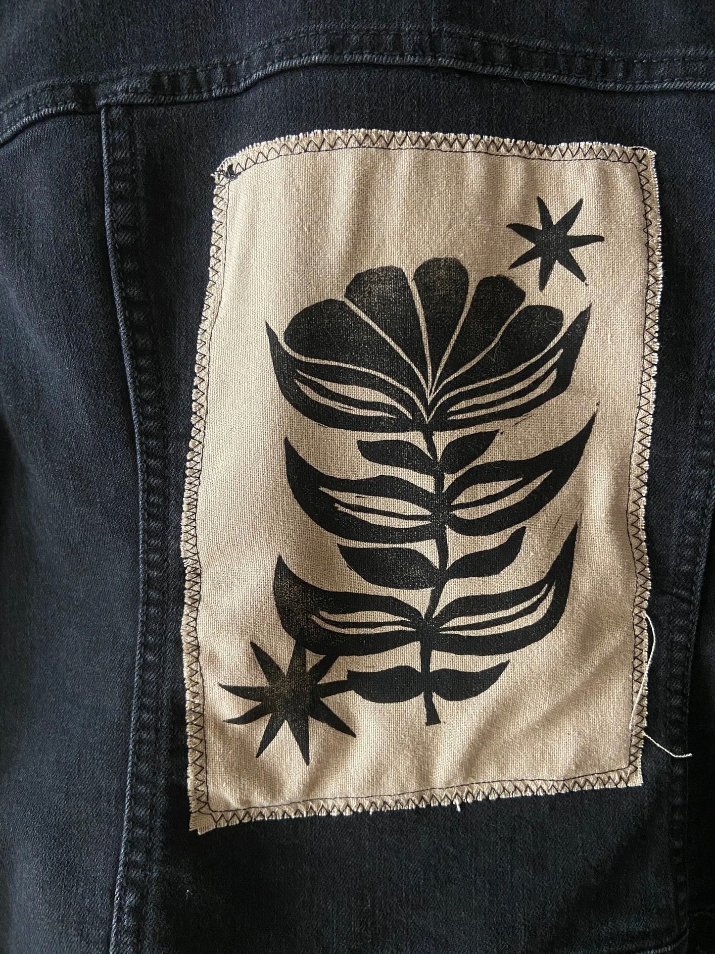 black denim patch jacket