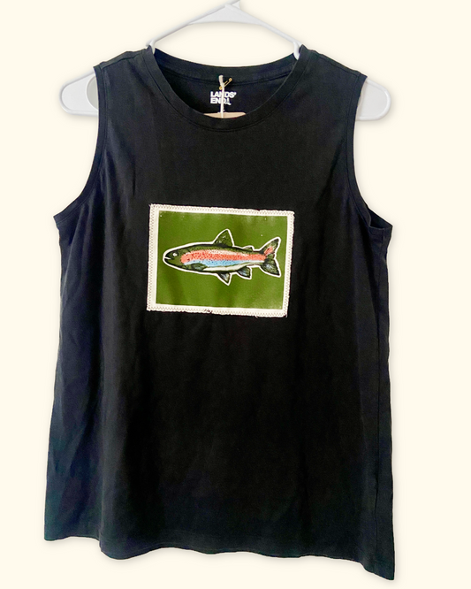 rainbow trout black tank top