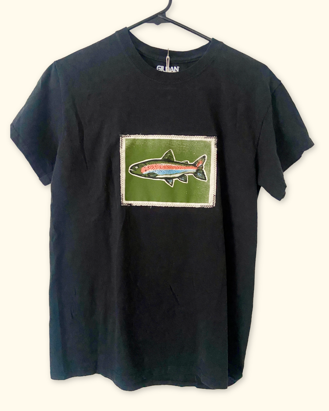 rainbow trout black tee