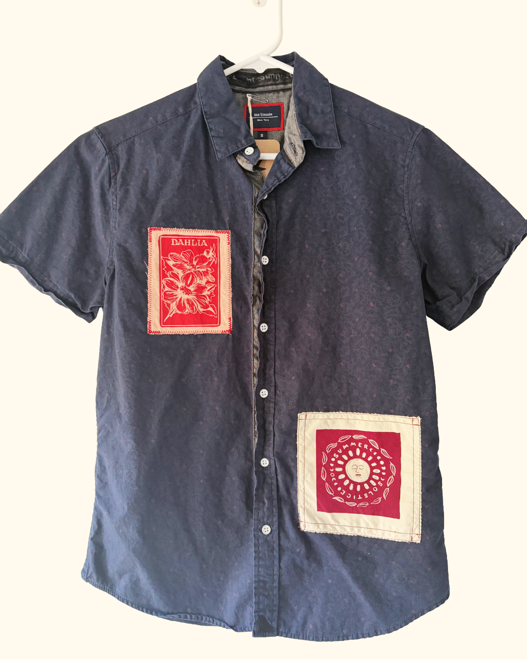 blue floral summer button shirt