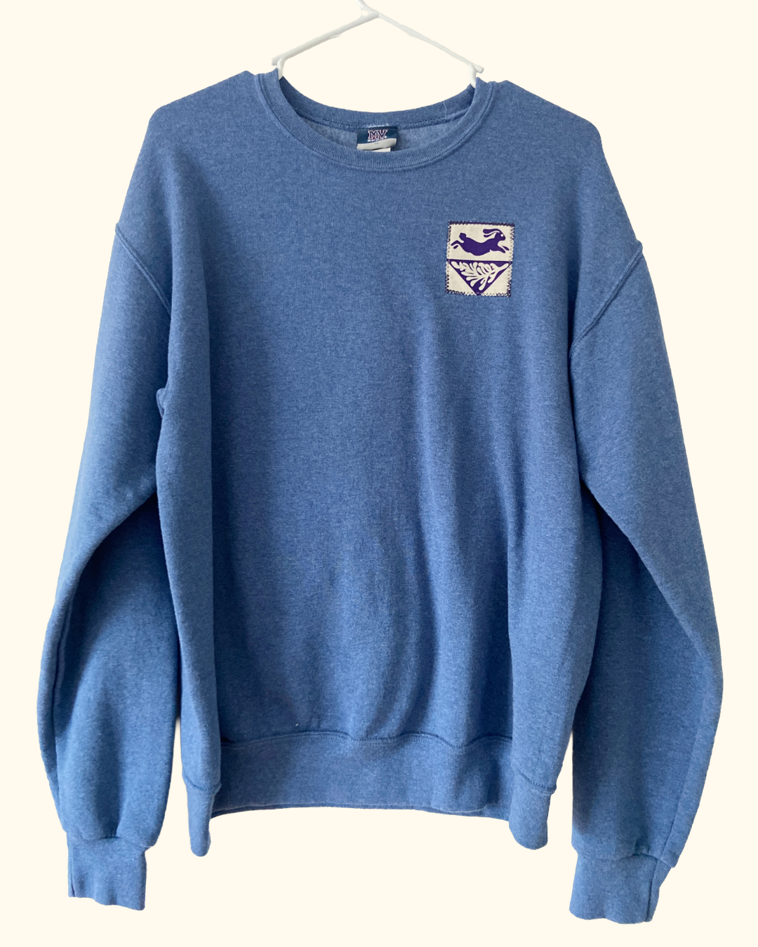 blue winter quiltwork sweatshirt