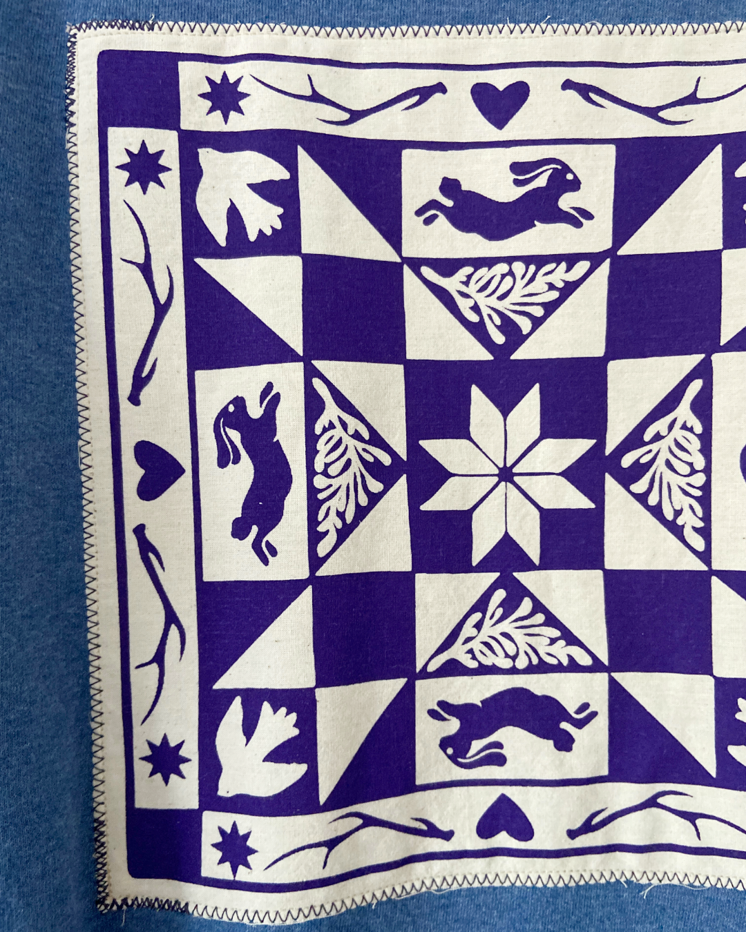 blue winter quiltwork sweatshirt