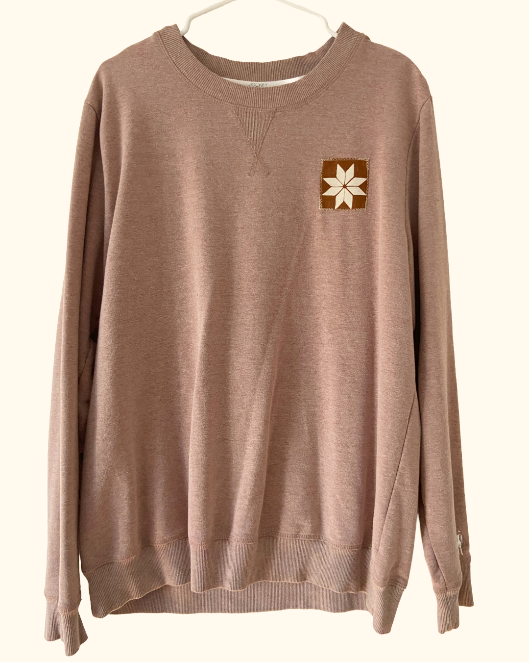 brown winter quiltwork sweatshirt