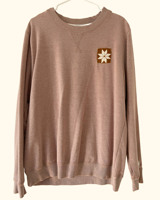 brown winter quiltwork sweatshirt