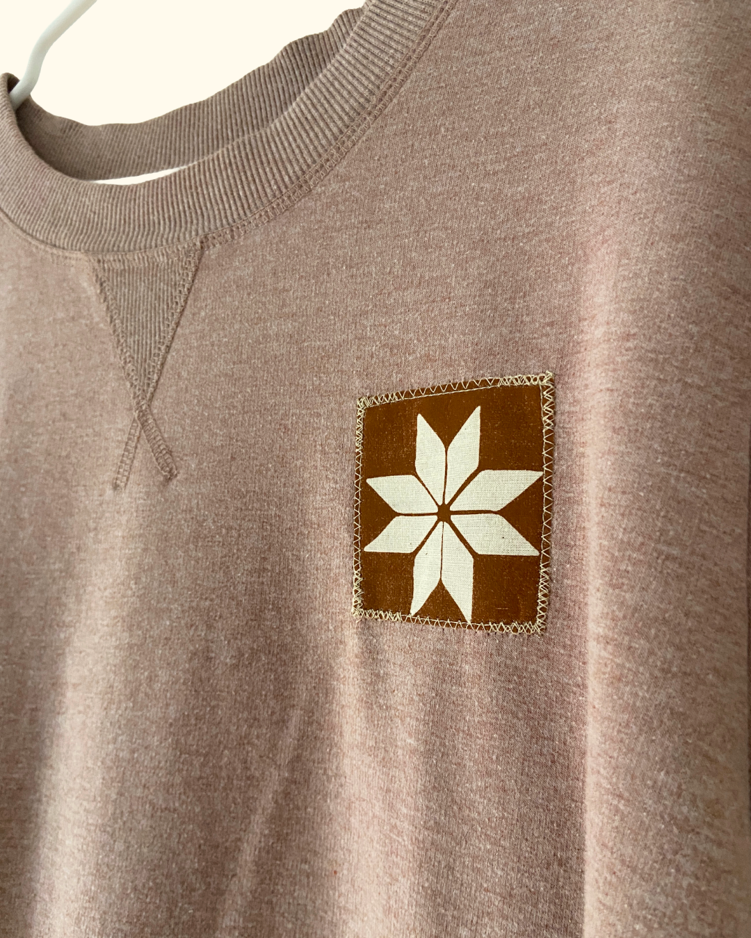 brown winter quiltwork sweatshirt