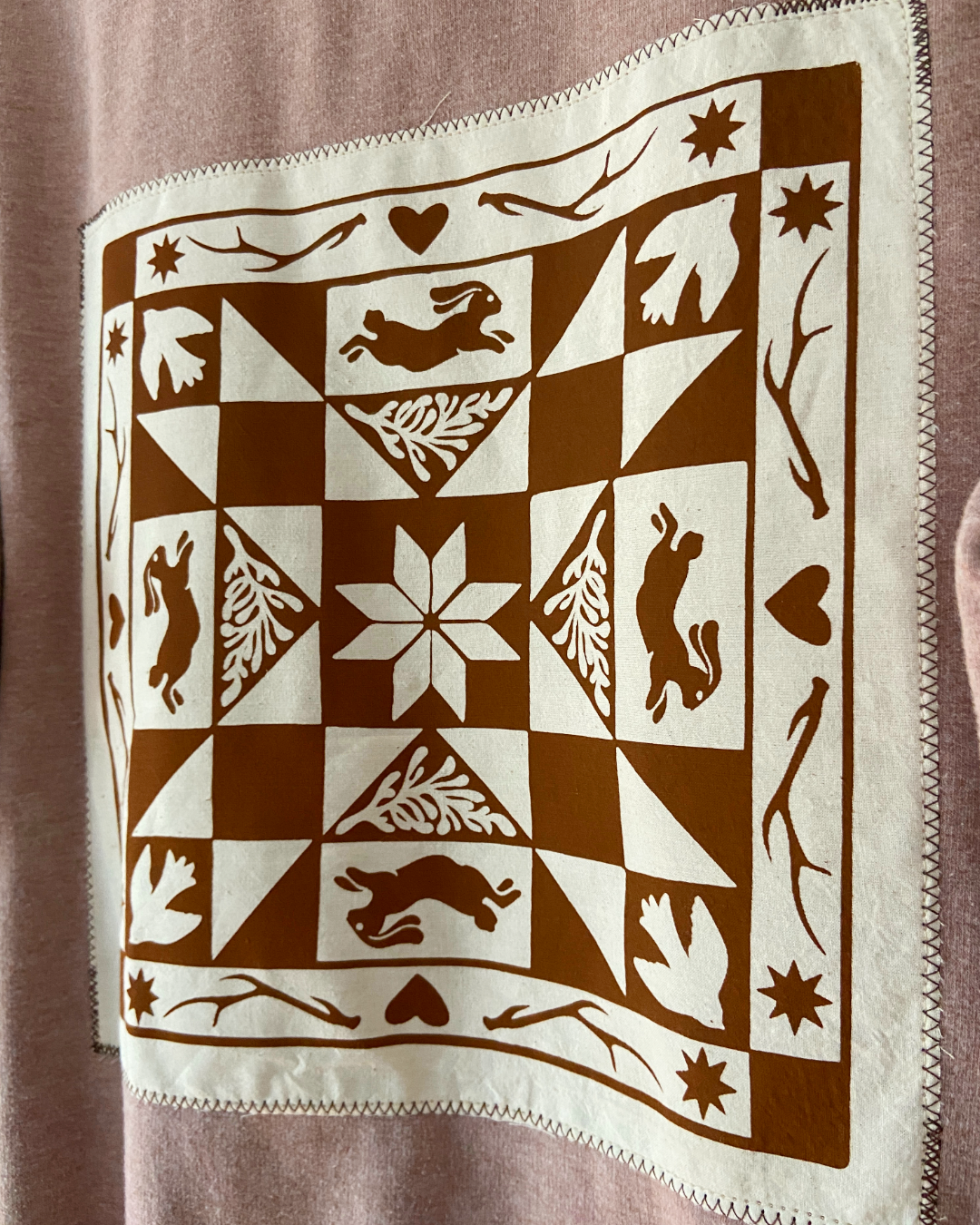 brown winter quiltwork sweatshirt