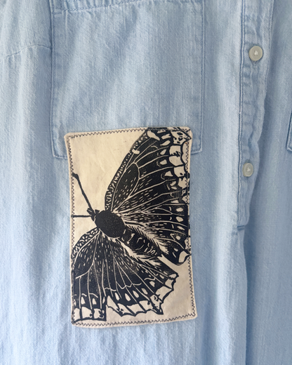 butterfly patch denim dress