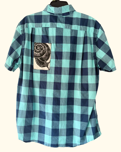 checkered wildlife button shirt