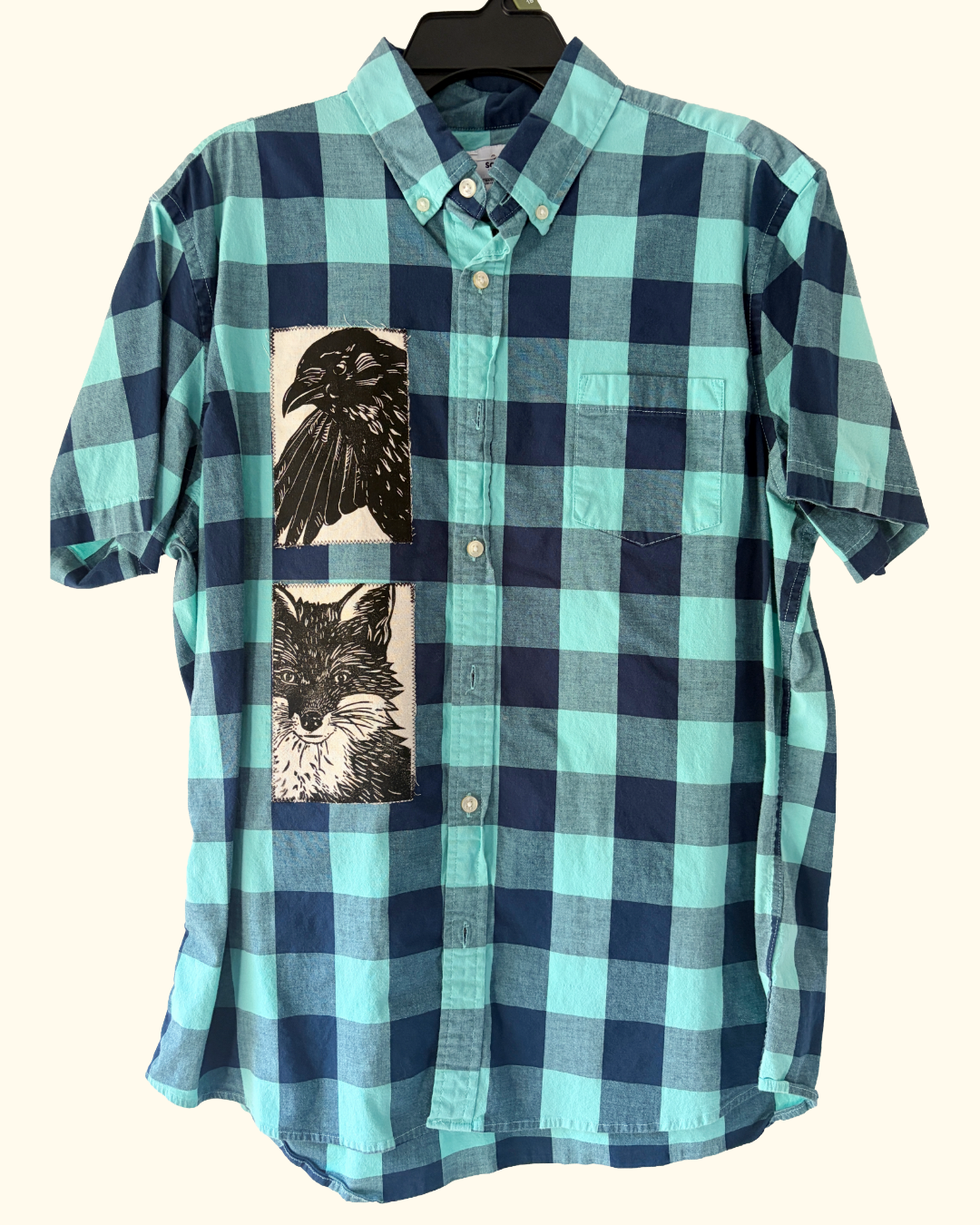checkered wildlife button shirt