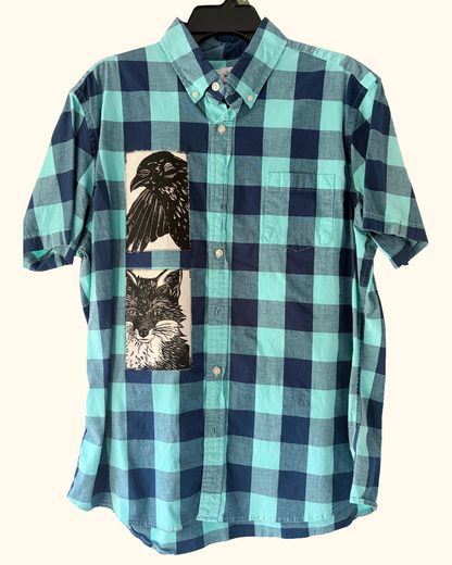 checkered wildlife button shirt