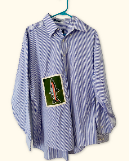 rainbow trout blue striped button down