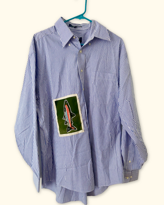rainbow trout blue striped button down