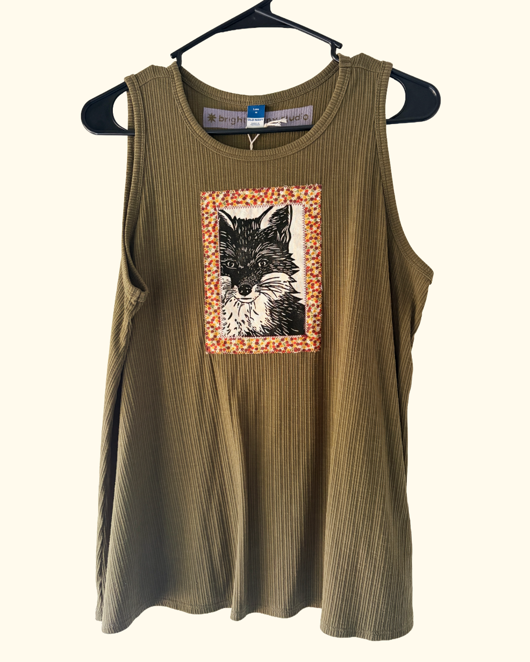 green fox patch tank top