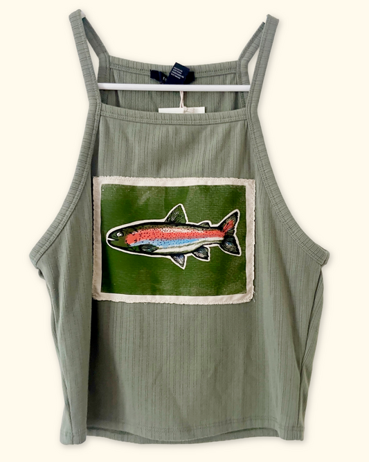 rainbow trout green tank top