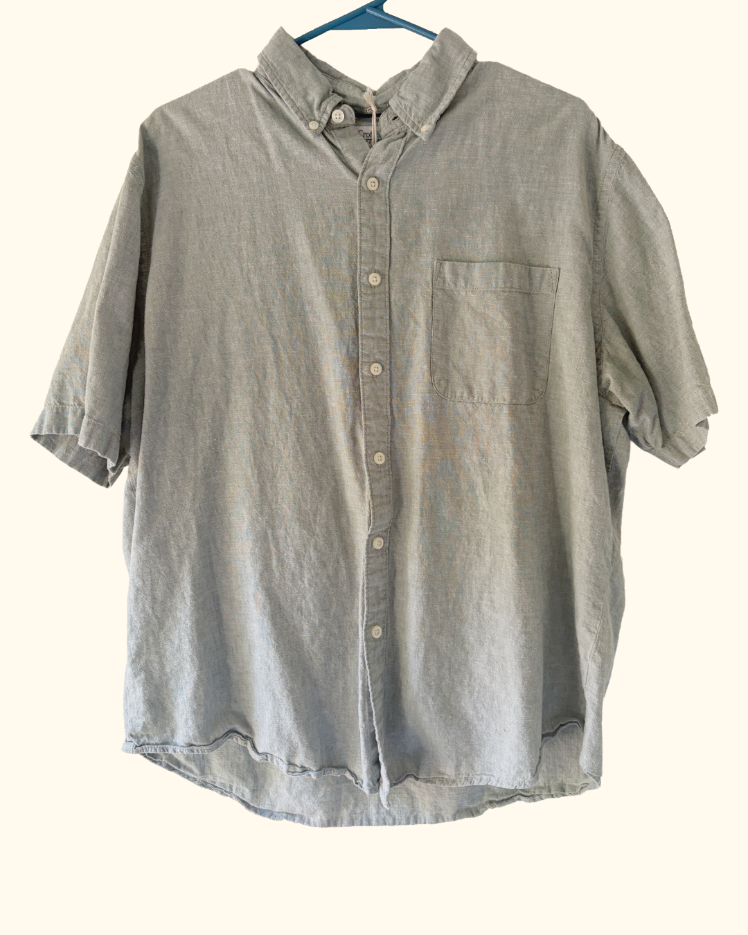 green patchwork button shirt