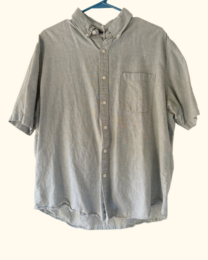 green patchwork button shirt