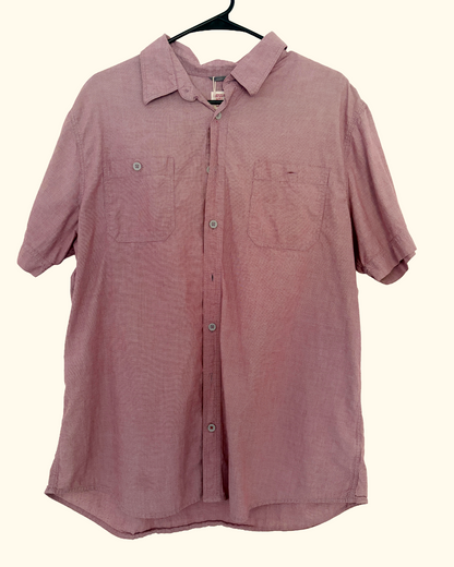 red patchwork button shirt
